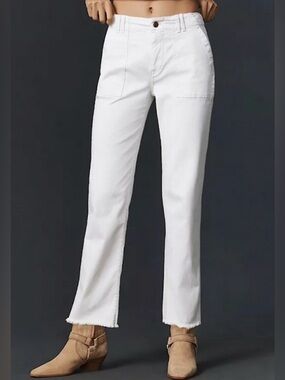 Anthropologie Pilcro The Loni Utility Slim Straight Pants White - Size 28